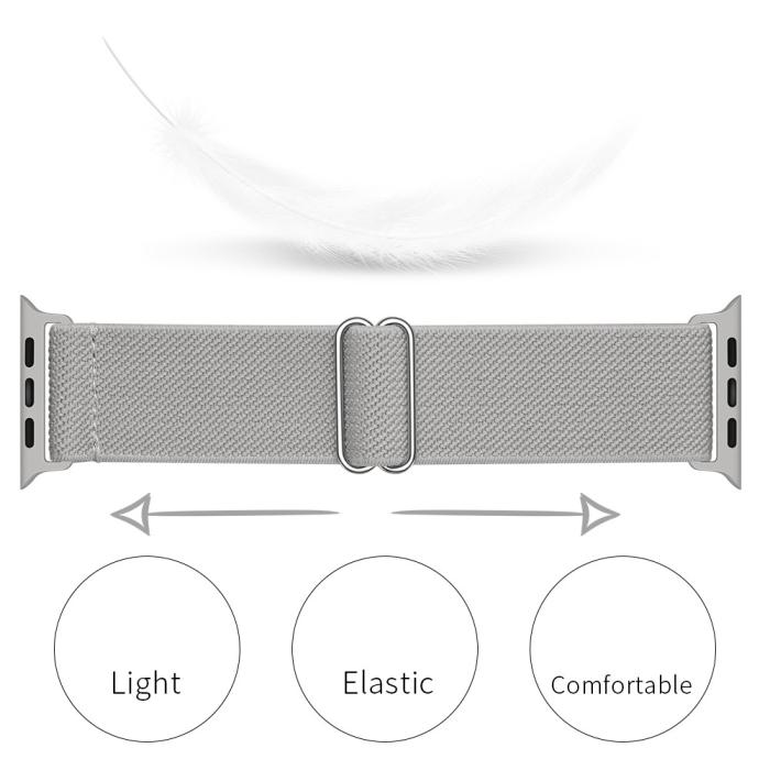 Bild 2, Nylon Armband Justerbart Apple Watch 42/44/45/49 mm Grå