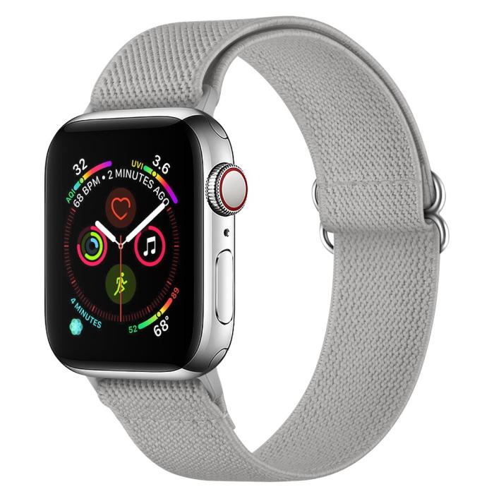 Bild 4, Nylon Armband Justerbart Apple Watch 42/44/45/49 mm Grå