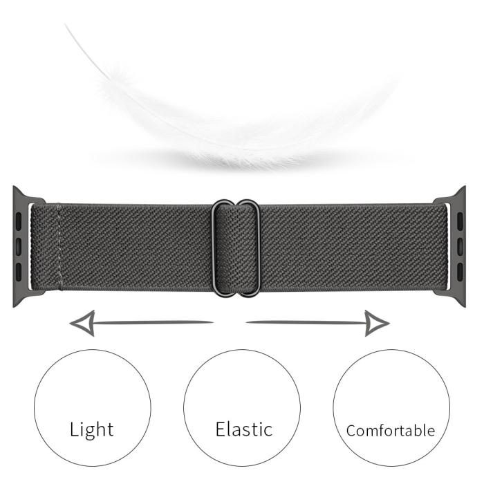 Bild 2, Nylon Armband Justerbart Apple Watch 42/44/45/49 mm Mörk Grå