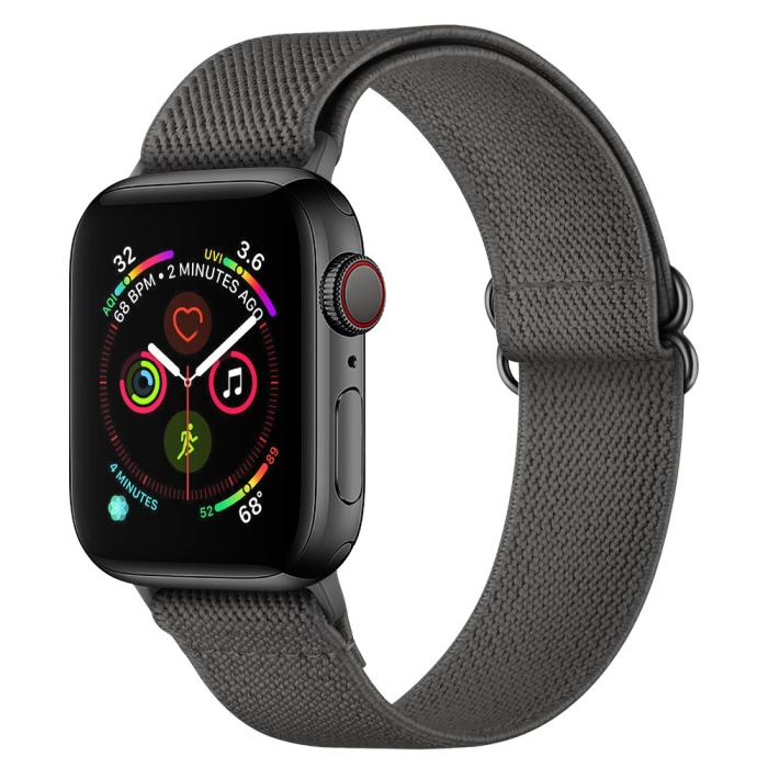 Bild 4, Nylon Armband Justerbart Apple Watch 42/44/45/49 mm Mörk Grå