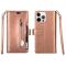iPhone 13 Pro - Multifunktionellt Flerkort Läder Fodral - Roséguld