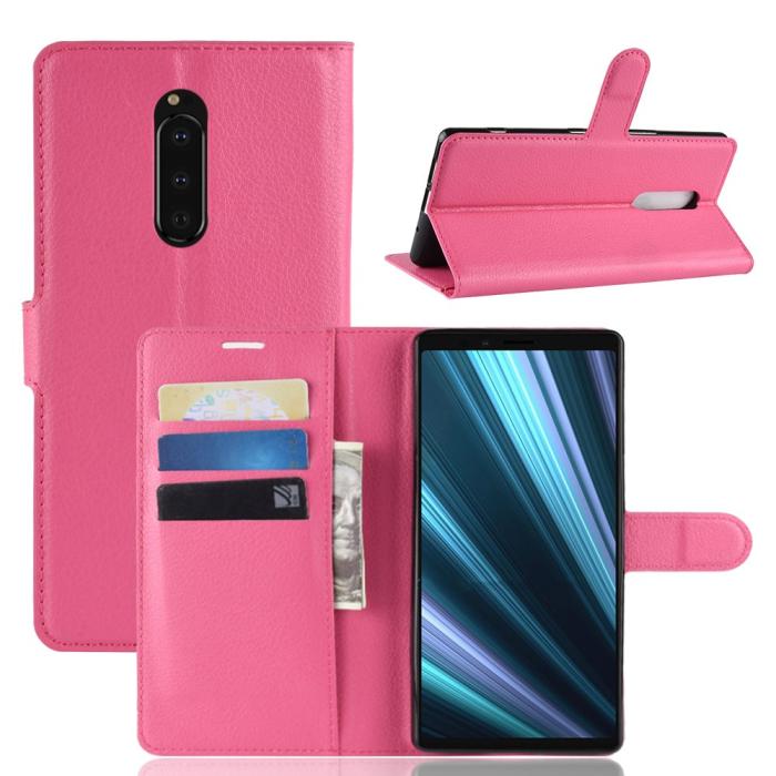 Bild 1, Sony Xperia 1 - Litchi Plånboksfodral - Rosa