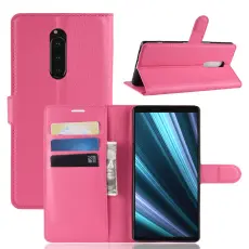 Sony Xperia 1 - Litchi Pl&aring;nboksfodral - Rosa