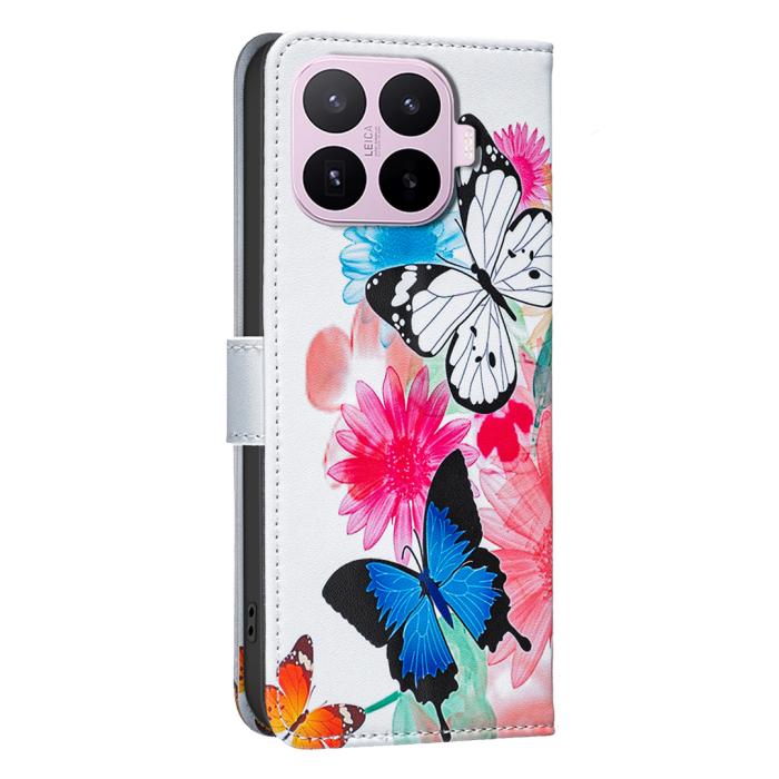 Bild 2, Xiaomi 17T Pro Fodral Läder Fjärilar/Blommor