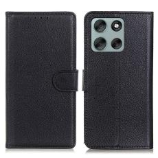 Motorola Moto G56 5G Fodral Litchi L&auml;der Svart