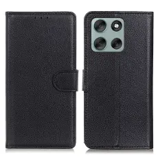 Motorola Moto G56 5G Fodral Litchi L&auml;der Svart