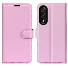 OnePlus Nord 5 5G Fodral Litchi L&auml;der Ljus Rosa