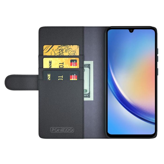 Bild 2, Samsung Galaxy A35 5G Fodral Premium Äkta Läder Svart