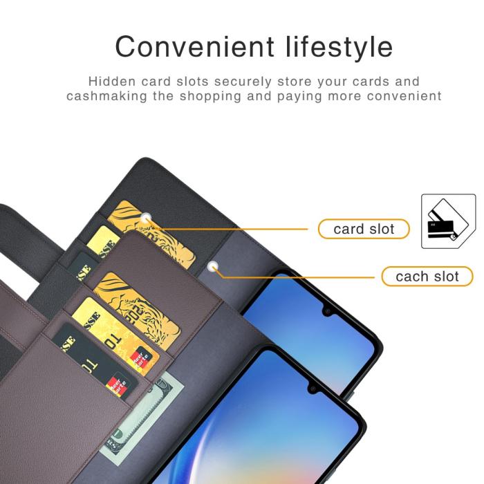Bild 6, Samsung Galaxy A35 5G Fodral Premium Äkta Läder Svart