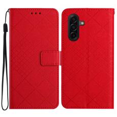 Samsung Galaxy A57 5G Fodral L&auml;der Rhombus R&ouml;d