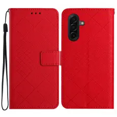 Samsung Galaxy A57 5G Fodral L&auml;der Rhombus R&ouml;d