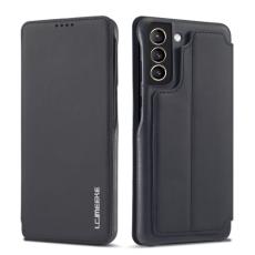 LC.IMEEKE Samsung Galaxy S21 FE Fodral Retro Flip Läder Svart