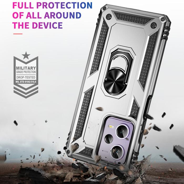 Bild 3, Xiaomi Redmi Note 12 Pro 5G Skal Ring Armor Hybrid Silver