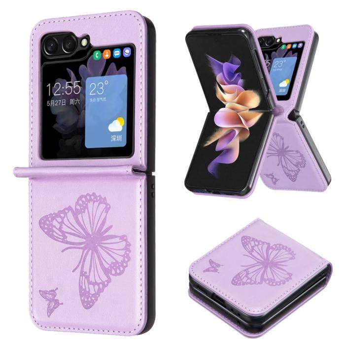 Bild 2, Galaxy Z Flip 6 / 7 FE Skal Fjäril Textur Lila