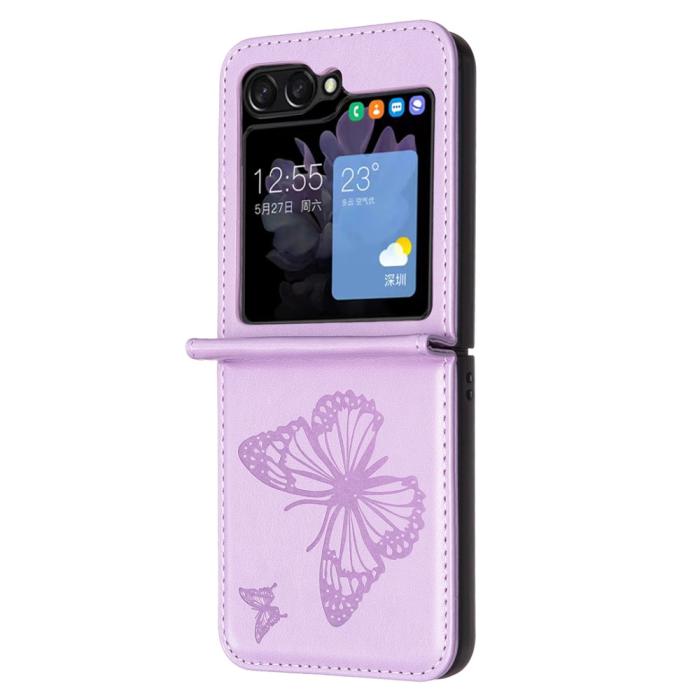 Bild 3, Galaxy Z Flip 6 / 7 FE Skal Fjäril Textur Lila