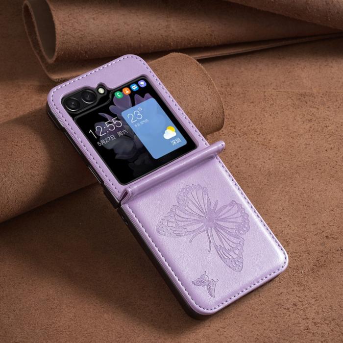 Bild 6, Galaxy Z Flip 6 / 7 FE Skal Fjäril Textur Lila