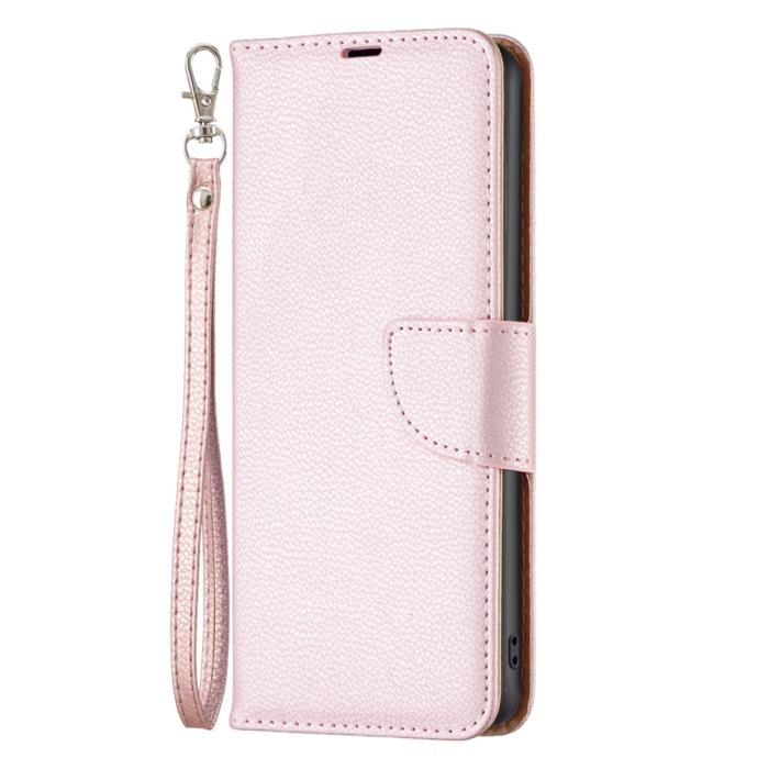 Bild 5, iPhone 16 Plus Fodral Litchi Shark Läder Roséguld