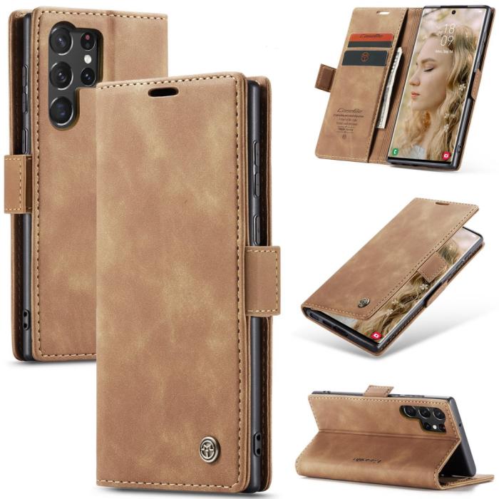 Bild 1, CASEME Galaxy S24 Ultra Fodral Retro Läder Brun