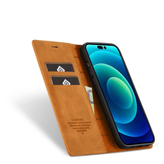 Bild 4, LC.IMEEKE iPhone 14 Pro Fodral Flip Läder Brun