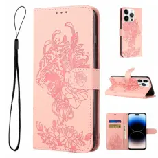 iPhone 14 Pro Fodral Tiger Tryck Ros&eacute;guld