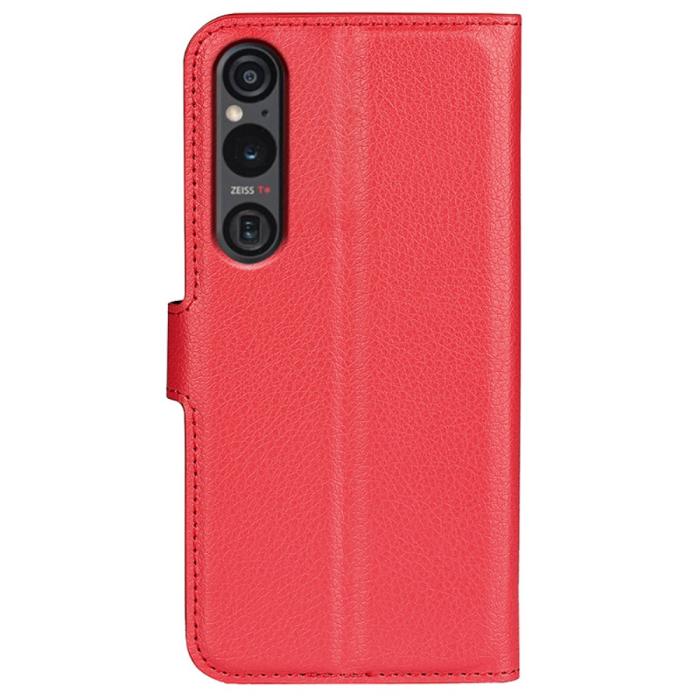 Bild 6, Sony Xperia 1 VI Fodral Litchi Läder Röd