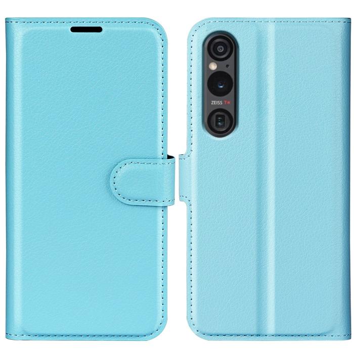Bild 1, Sony Xperia 1 VI Fodral Litchi Läder Ljus Blå