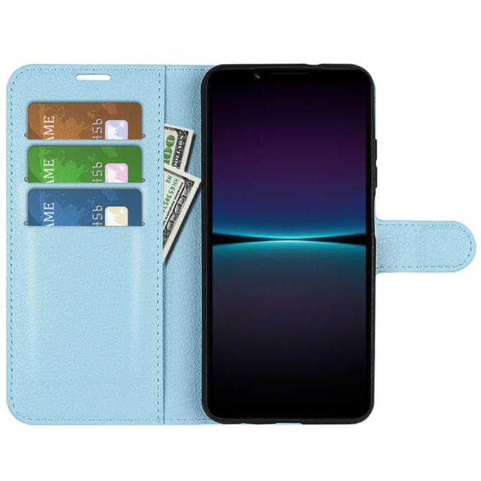 Bild 2, Sony Xperia 1 VI Fodral Litchi Läder Ljus Blå