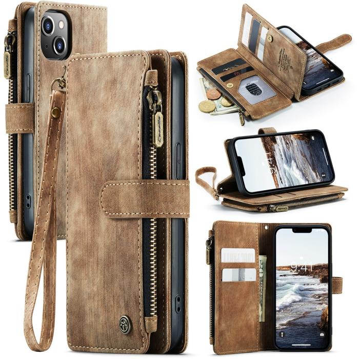 Bild 1, CASEME iPhone 15 Plus Multifunktionellt Fodral Brun