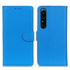 Sony Xperia 1 V Fodral Litchi Läder Blå