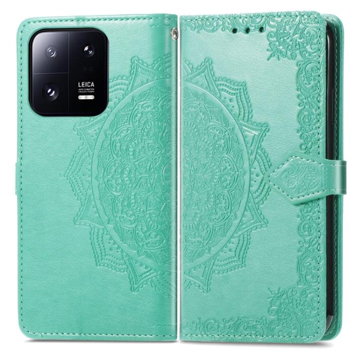 Bild 2, Xiaomi 13 Pro 5G Fodral Mandala Läder Grön