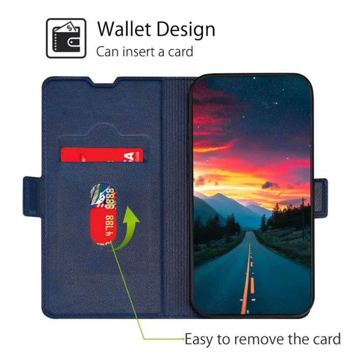 Bild 3, Motorola Edge 30 Neo 5G Fodral Slim Magnetisk Stängning Blå