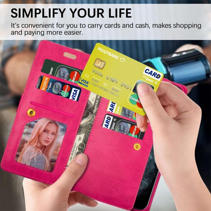 Bild 5, Galaxy S23 Ultra Fodral Multifunktionell Med Frontficka Rosa