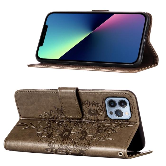 Bild 4, iPhone 15 Pro Fodral Med Fjäril Tryck Grå