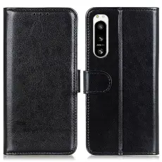 Sony Xperia 5 IV Fodral Crazy Horse L&auml;der Svart