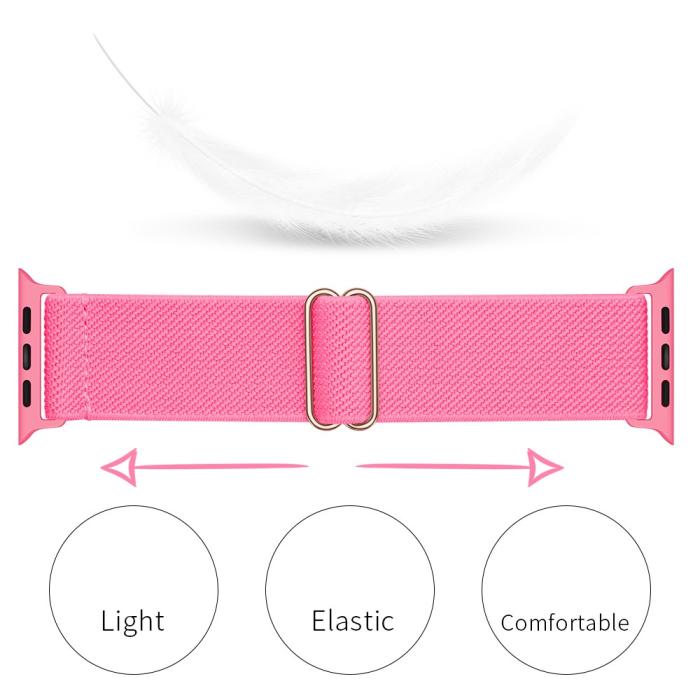 Bild 2, Nylon Armband Justerbart Apple Watch 42/44/45/49 mm Rosa