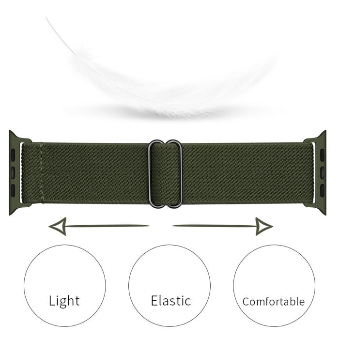 Bild 2, Nylon Armband Justerbart Apple Watch 42/44/45/49 mm Grön