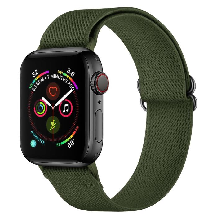 Bild 4, Nylon Armband Justerbart Apple Watch 42/44/45/49 mm Grön