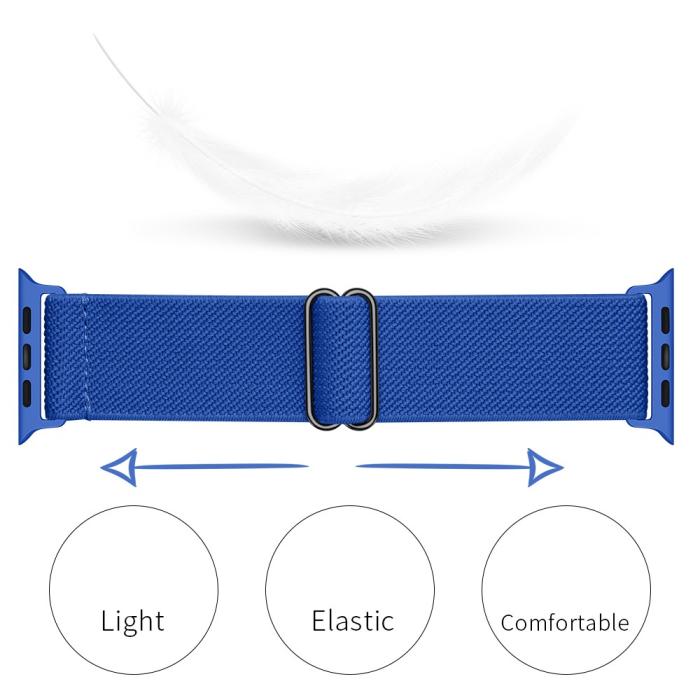 Bild 2, Nylon Armband Justerbart Apple Watch 42/44/45/49 mm Blå