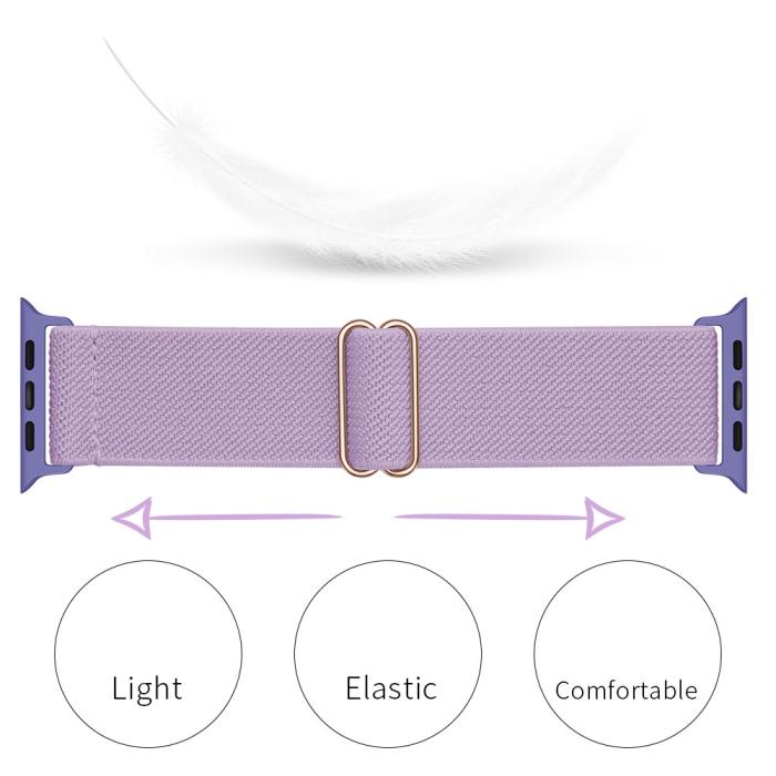 Bild 2, Nylon Armband Justerbart Apple Watch 42/44/45/49 mm Ljus Lila