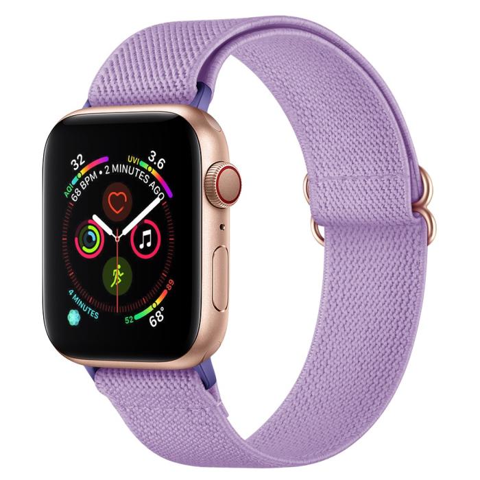 Bild 4, Nylon Armband Justerbart Apple Watch 42/44/45/49 mm Ljus Lila