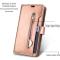 iPhone 13 Pro - Multifunktionellt Flerkort Läder Fodral - Roséguld