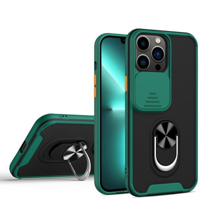 Bild 1, iPhone 13 Pro - CamShield Ring Skal - Svart/Grön