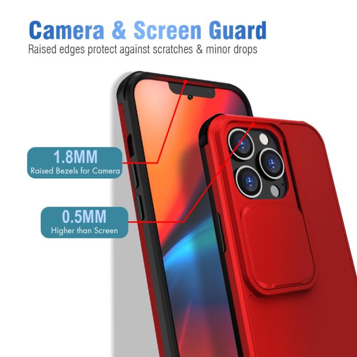 Bild 2, iPhone 13 Pro - CamShield Hybrid Skal - Röd