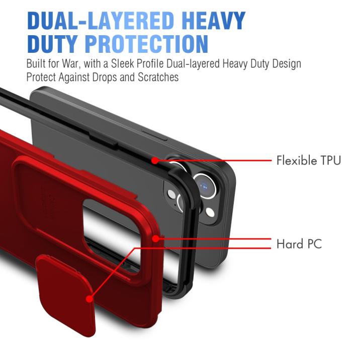 Bild 4, iPhone 13 Pro - CamShield Hybrid Skal - Röd