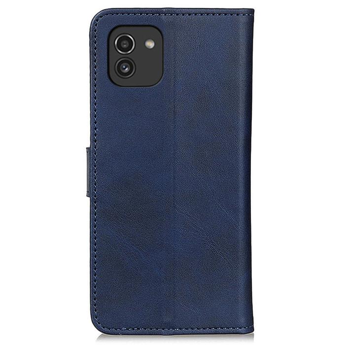 Bild 3, Samsung Galaxy A03 Fodral Solid Läder Blå