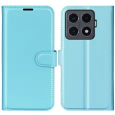 Xiaomi 15T Pro Fodral Litchi L&auml;der Bl&aring;