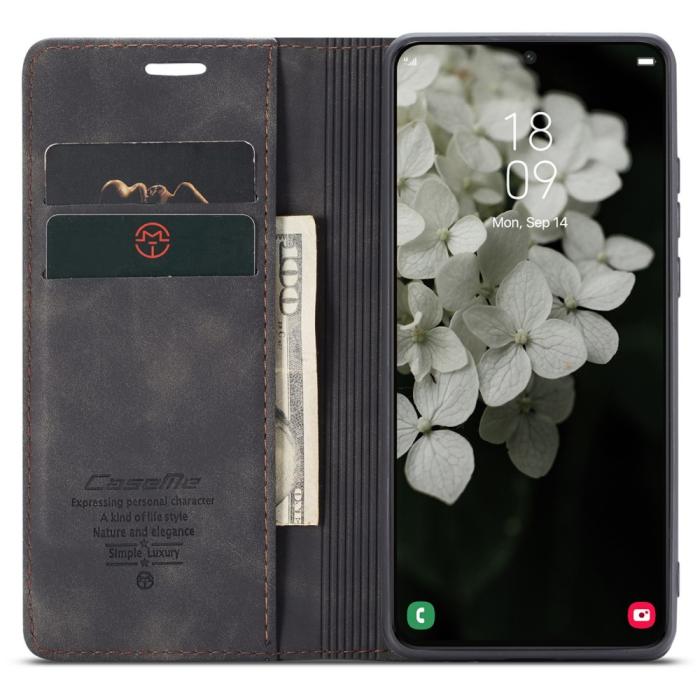 Bild 4, CASEME Samsung Galaxy S22 Plus Fodral Retro Läder Svart