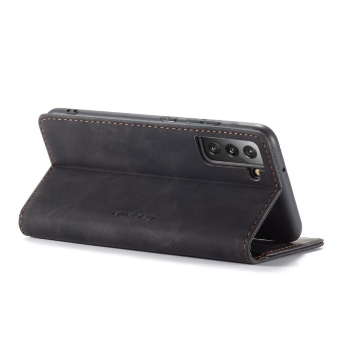 Bild 6, CASEME Samsung Galaxy S22 Plus Fodral Retro Läder Svart