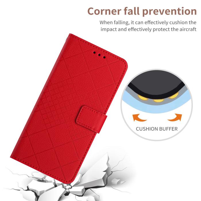 Bild 4, Samsung Galaxy A57 5G Fodral Läder Rhombus Röd