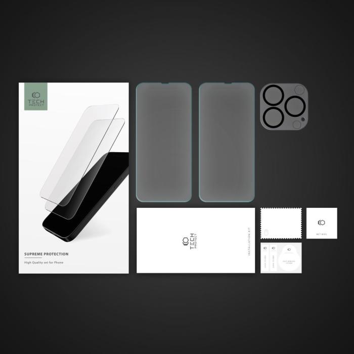 Bild 5, Tech-Protect iPhone 14 Pro Max 3-PACK Skärmskydd/Linsskydd